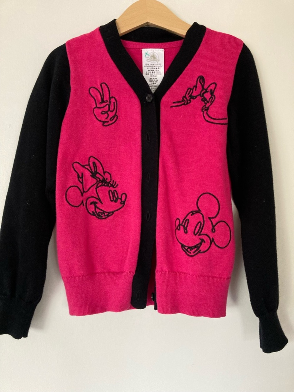 Disney Hot Pink and Black Mickey & Minnie Cardigan - Button Front